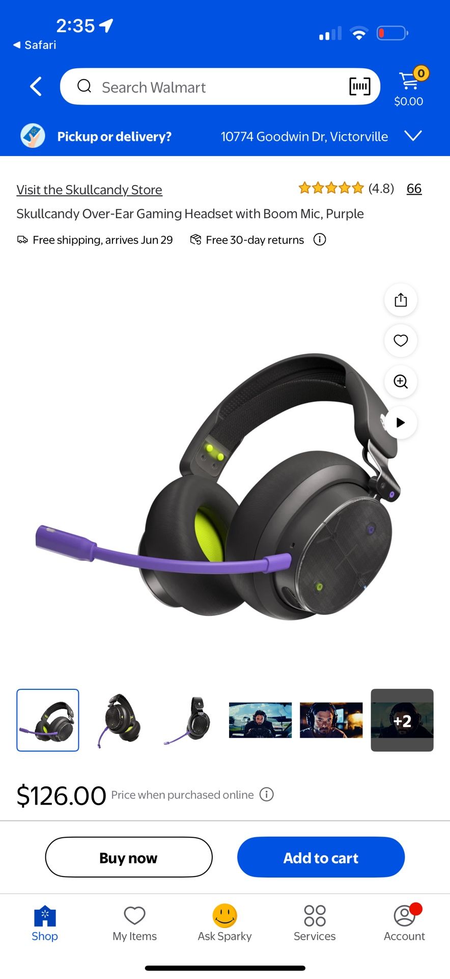 Skullcandy Over-Ear Gaming Headset with Boom Mic, Purple