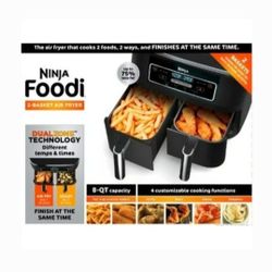 NINJA Foodi 4-in-1 8-Quart 2-Basket Air Fryer with DualZone Technology (Color: Black - Model: DZ100)