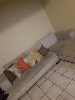 Grey COUCH with Chaise & Pillows