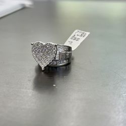Sterling Silver 925 With Vvs Moissanite 3 Ct Heart Ring
