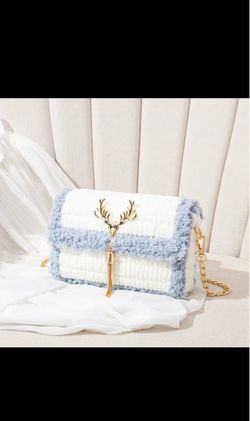 Fluffy Crossbody Bag with Gold Chain
