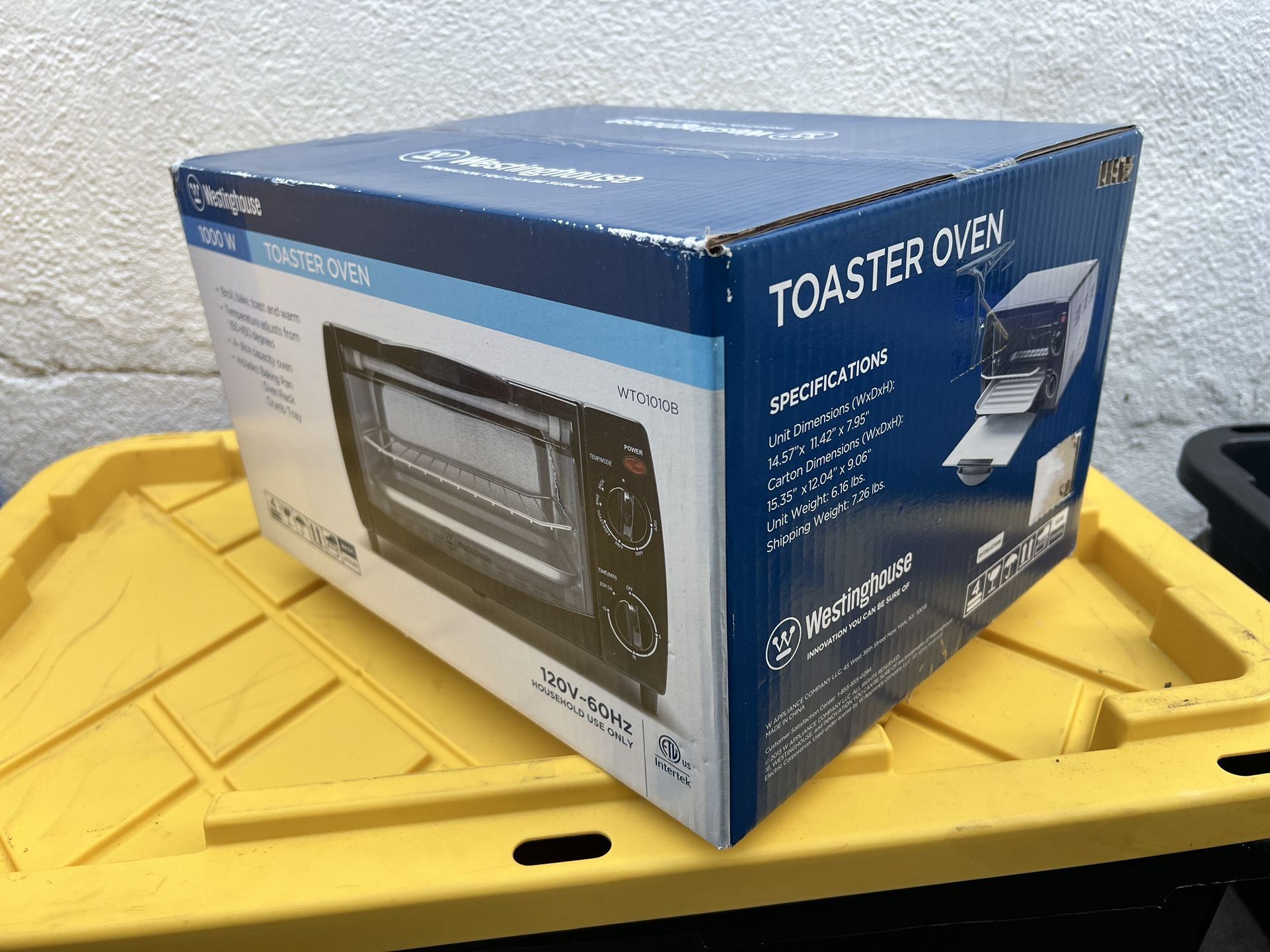 Westinghouse WTO1010B 4-Slice Toaster Oven, 10-Liter, 14.57"X11.42"X7.95", Black