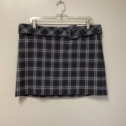 Women’s EXPRESS DESIGN STUDIO Polyester/rayon/spandex plaid Stretch skirt with belt… Size 12