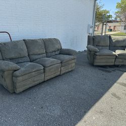 Hot Item !! 2pc Suede Loveseat And Sofa Recliner Set (olive)