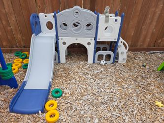 Kids Plastic Playset with Slide and Playhouse