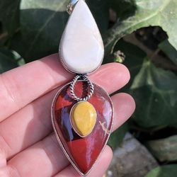 Large 925 Silver Overlay Mookaite Pendant
