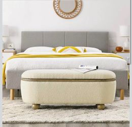 Oval Bedroom Storage Bench with Soft Decorative Fabric, Suitable for Entrance Benches, and Bed Ends (F-6