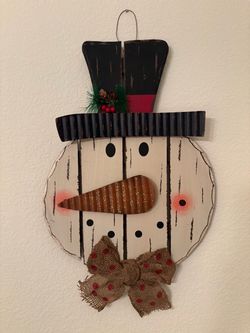 Christmas Rustic Wooden Snowman Wall Decor