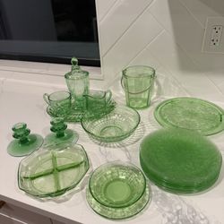 Green Depression Glass tea Party Set