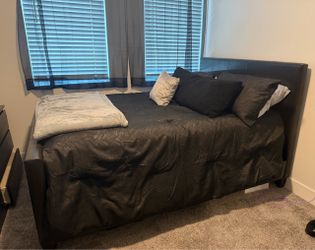 Faux leather bed frame