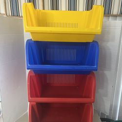 Stackable Storage Bin Unbranded Plastic 16 X 14 X9 Assorted Lot Of . Lot of 6. Only 6 White Left 