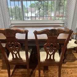 Vintage Dining Table And Chairs With Table Protector 