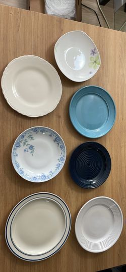 Set of 7 Stoneware Dinner Plates (Microwave/Dishwasher Safe)