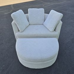 Holley Oversized Fabric Accent Chair with Storage Ottoman *DELIVERY AVAILABLE*