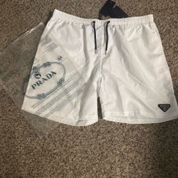 White Prada swimming trunks