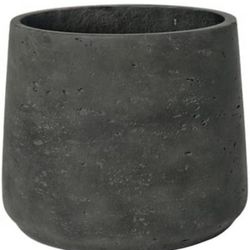 B-17 Black Washed Fiberstone Planter indoor and outdoor Flower Pot 8"H x 9"W - by Pottery Pots