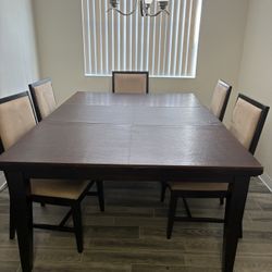 Ashley Furniture Extension Dinning Table, Chairs, And Table Topper