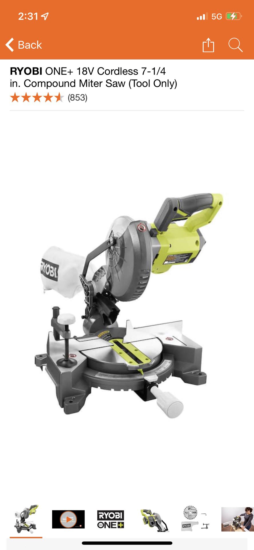 RYOBI ONE+ 18V Cordless 7-1/4 in. Compound Miter Saw (Tool Only) for Sale  in Hesperia, CA OfferUp