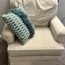 Ivory Suede Swivel Chair