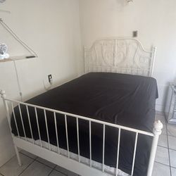 IKEA white metal scroll bed frame 
