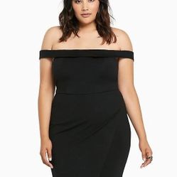 Torrid Black Off Shoulder Ponte Mini Dress Bodycon