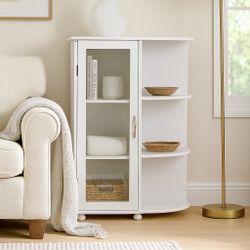 White Storage Cabinet Buffet Table Corner Console Table