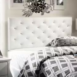 White Queen Size Glam Headboard - New