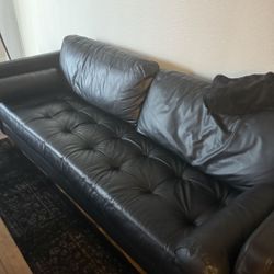 Black Leather Couch And Sofa 
