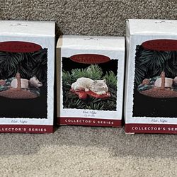 1995  & 1996 Hallmark CAT NAPS Siamese basket oven mitt ORNAMENT #3 Christmas