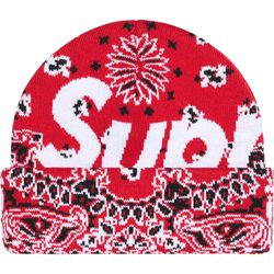Supreme Bandana Big Logo Beanie Red FW24