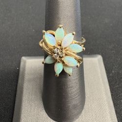 Opal Flower Ring