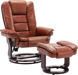 Swivel Recliner with Ottoman, PU Leather