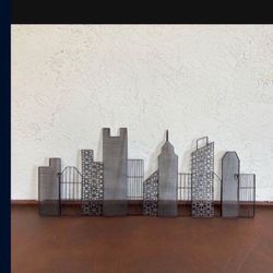 One Lightweight Metal Wall Sculpture Decor Art City Buildings Cityscape