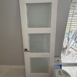Solid Wood Door With Frosted Glass
