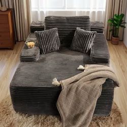 New 67" Chaise Lounge Chair Indoor,Oversized Upholstered Sleeper Couch Sofa Bed,Fluffy Plush Faux Fur Reading Chairs Cloud Sofas Couches for Living Ro