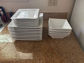 White Square Ceramic Dinnerware Set. crate & barrel