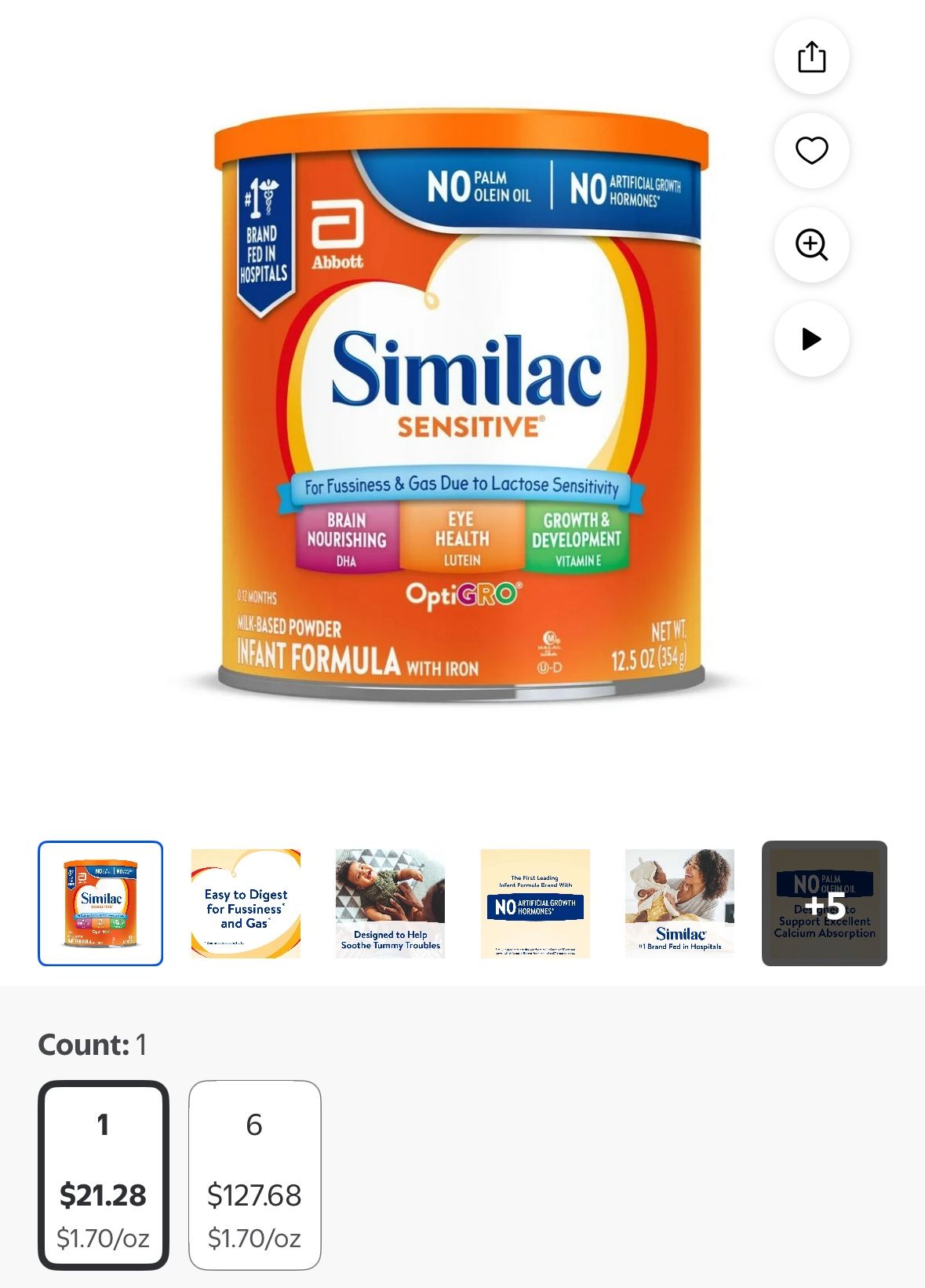 Similac Sensitive 12.5 Oz Can 