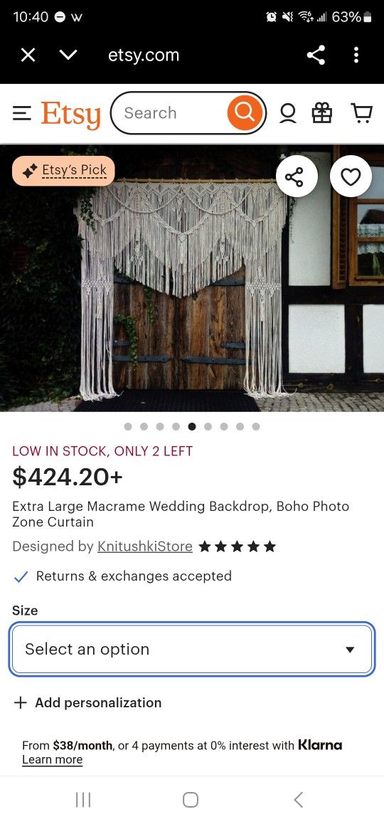 Large macrame wedding backdrop