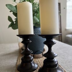 Pair large Pottery Barn candle sticks