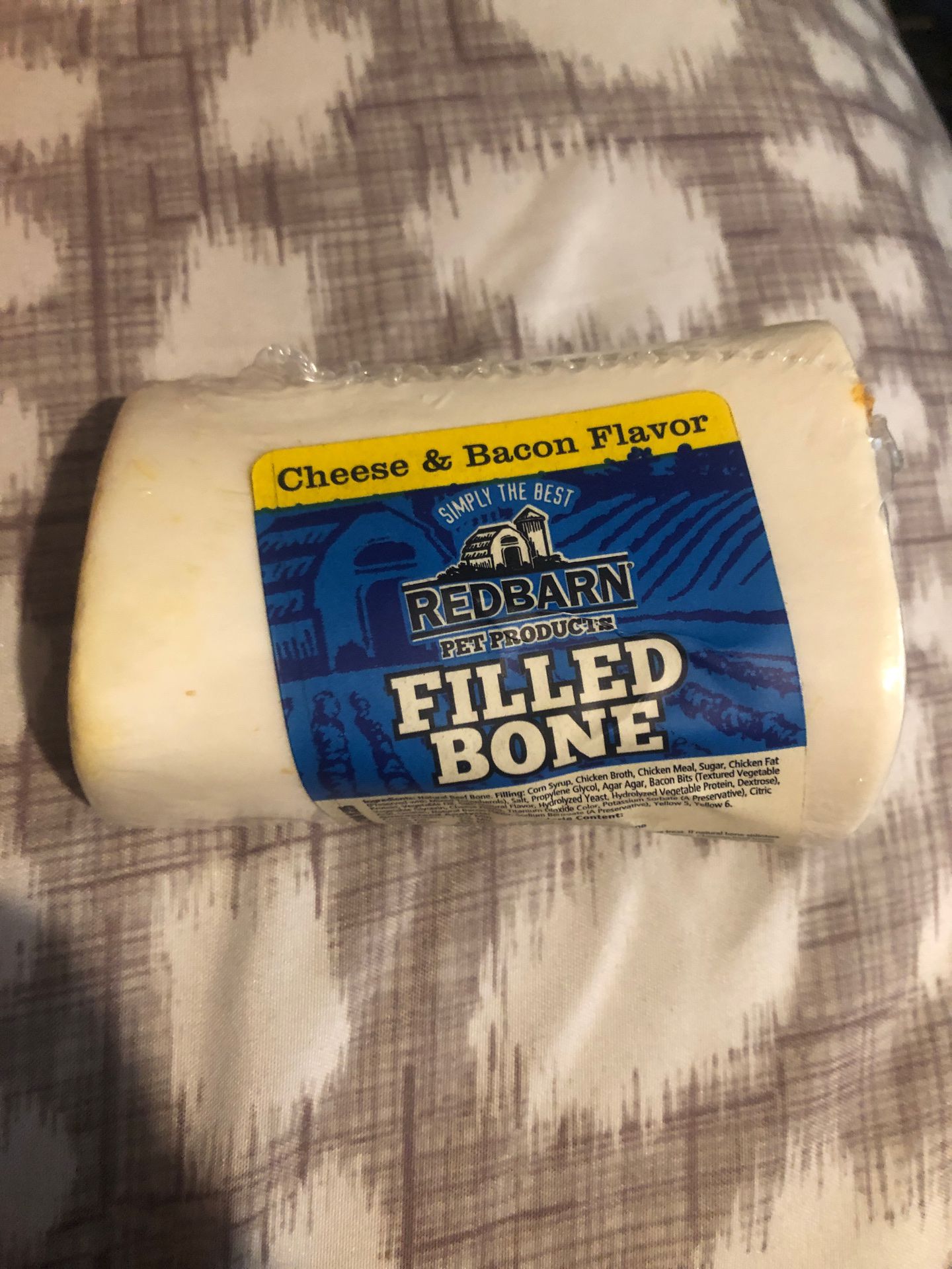 Cheese and bacon filled bone
