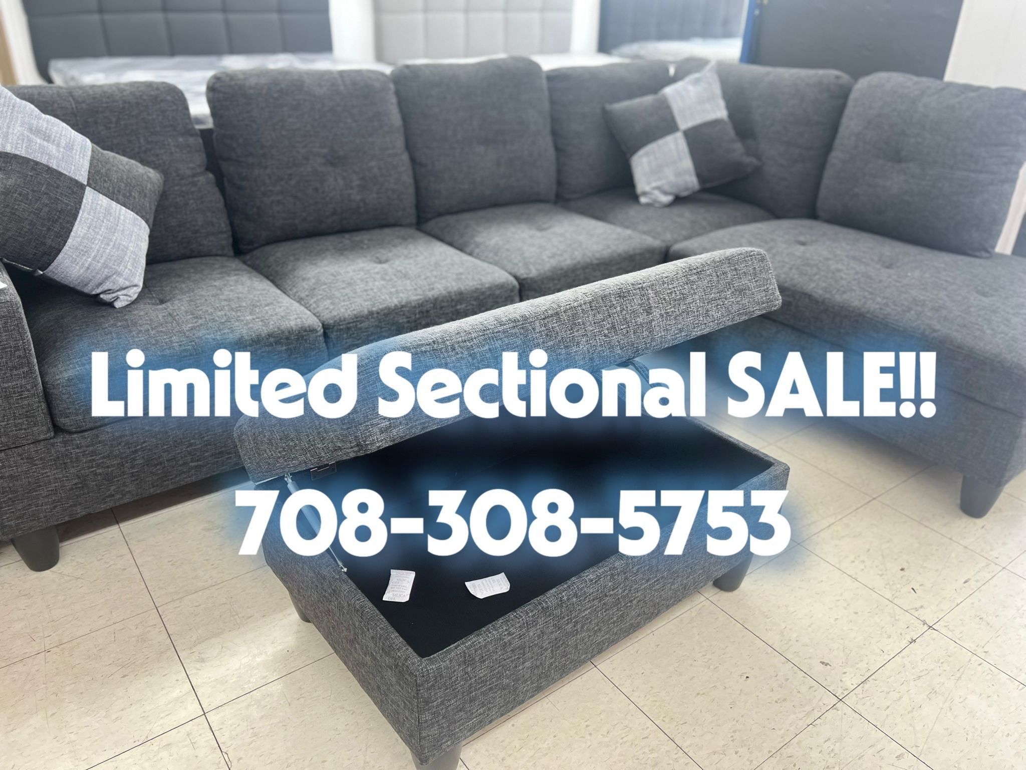 Limited Time -Beautiful Dark Grey Sectional