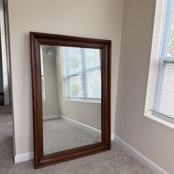 full length mirror with wooden frame