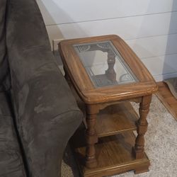 3 Tier Oak End, Side Table. Night Stand