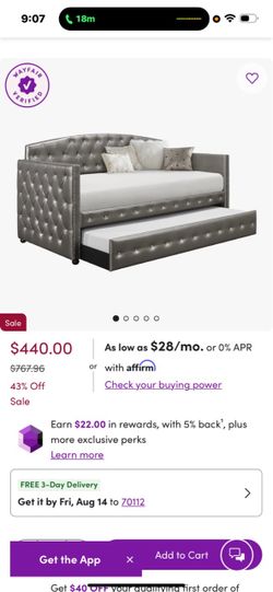 Silver Tufted Daybed with Trundle