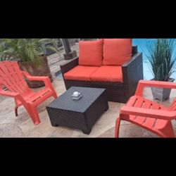 4pc Sofa Chair Cushions Coffee Table Plant Pool Deck Spa Balcony Porch Patio Garden Yard Gazebo Lawn 