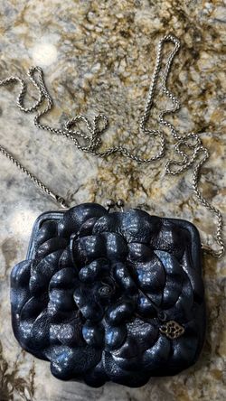 Brighton, Roselie, Shine, Metallic, Blue, Leather, 3D, Rose, Crossbody