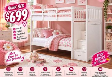 White Wood Twin Bunk Bed with Storage Stairs