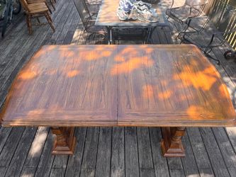 Wood dining table with leaf insert and chairs