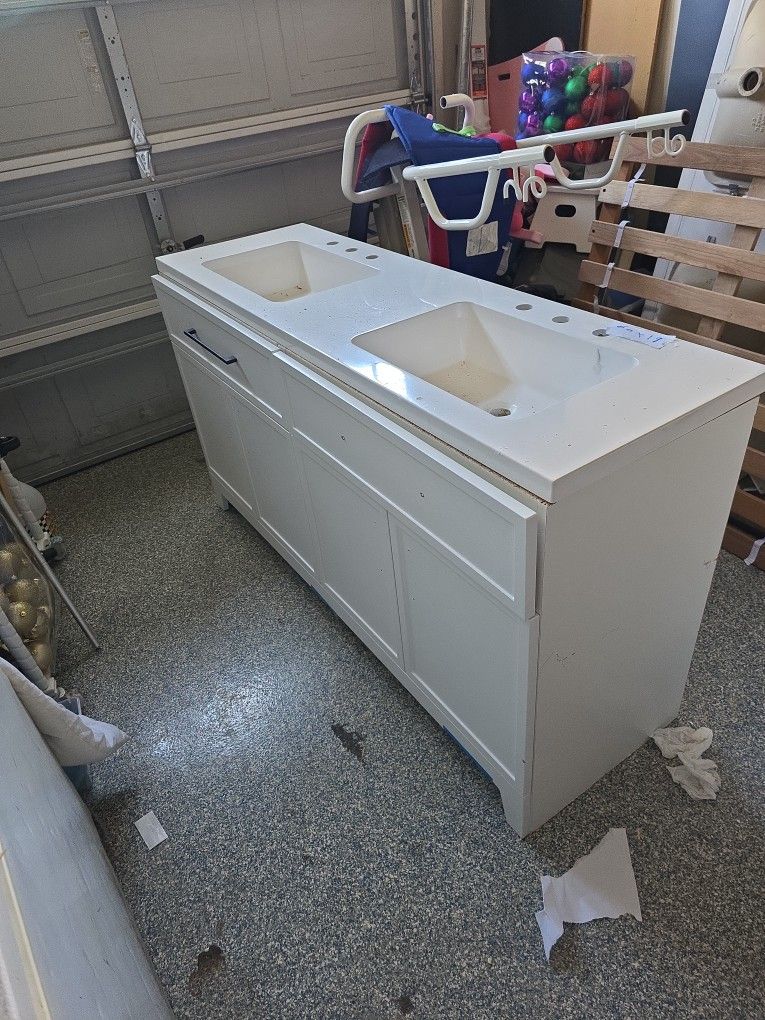 A Very Nice Double Sink With Cabinet 60x19