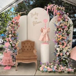 Backdrop and Flower Arches, for Baby Shower, Bridal Shower, Birthday Event Decor